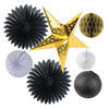 Black White Gold Party Decoration Set Fiesta Tissue Paper Fans Paper Honeycomb Ball Paper Lantern