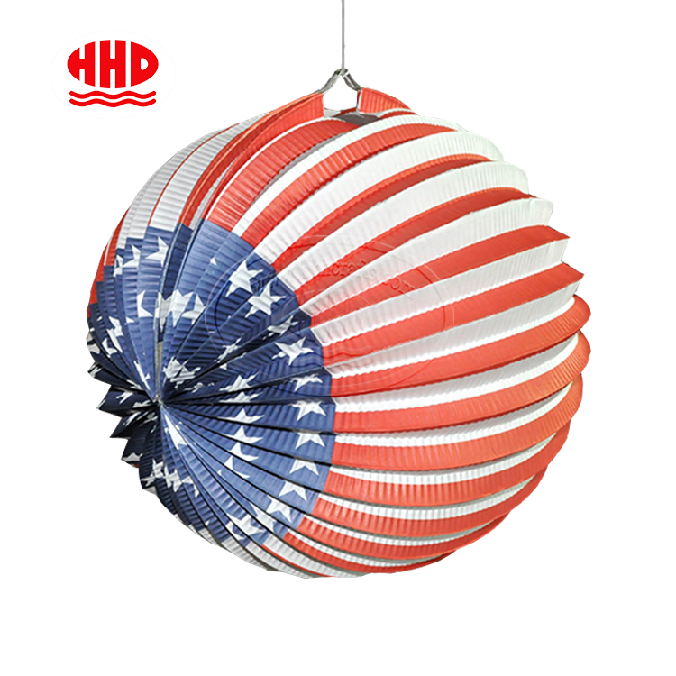 American Flag Printable Holiday Celebration Accordion Paper Lantern for Hanging Decoration