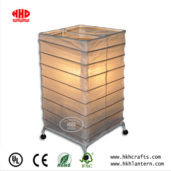 Square Bamboo Structure 4 Legs Papel Table Lamp with Electric Cord