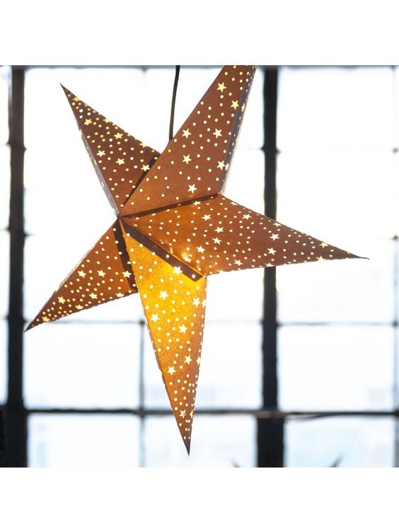 Chinese Supplier Christmas New Paper Star Lantern Pattern Origami Led Light