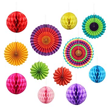 Factory Bulk Sales Multi Color Round Paper Fan Home Party Decoration in Variety Dimension