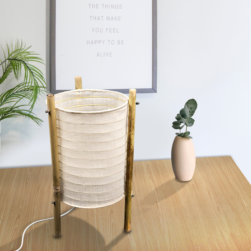 Bamboo Handmade New Product Ideas 2019 HOT Selling Paper Lantern Nature Fabric Table Lamp
